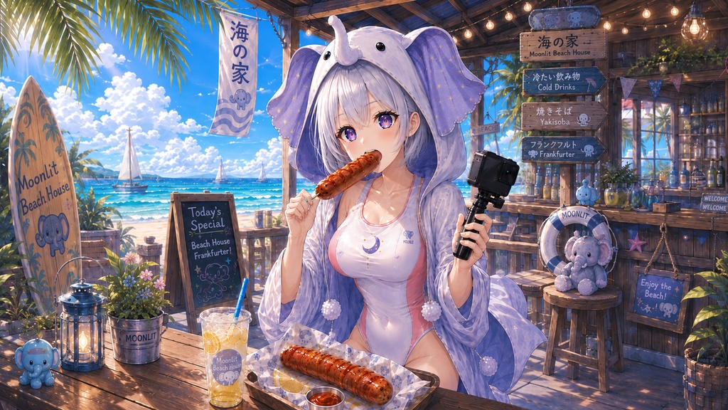 月詠ミミ 海の家グルメVlog 壁紙セット