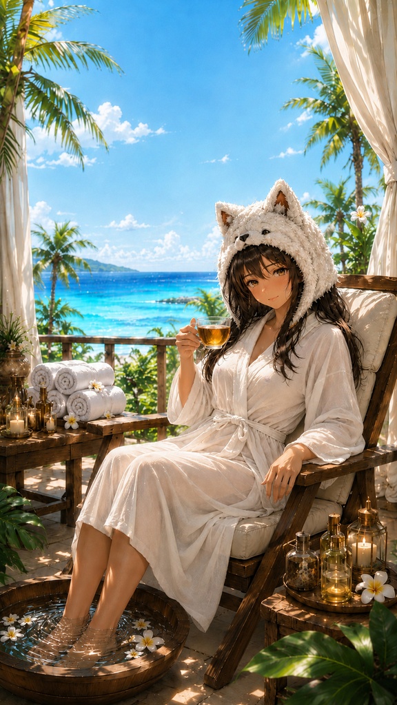 モカちゃんと南国スパ 壁紙セット
