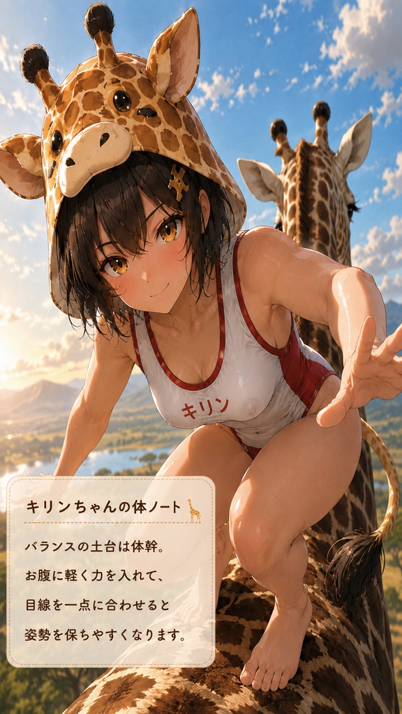 キリンちゃん サバンナのバランス修行 壁紙セット