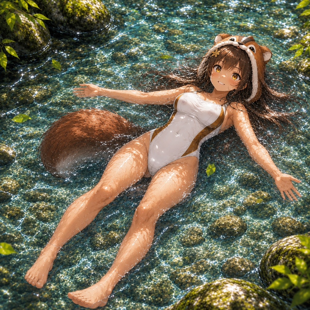 リリスちゃん 夏の清流遊び 壁紙セット
