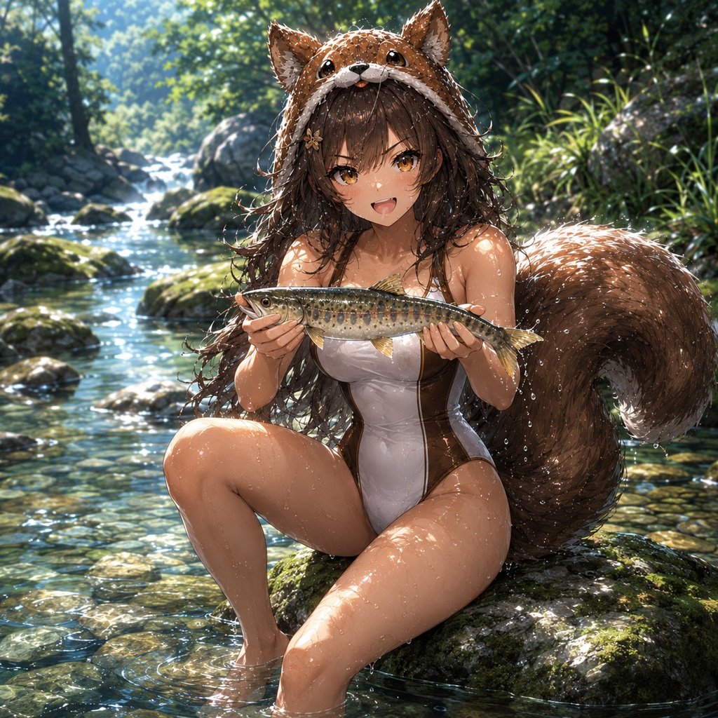 リリスちゃん 夏の清流遊び 壁紙セット