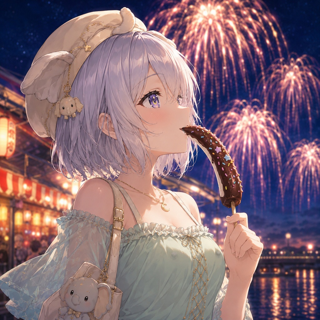 【8月31日まで無料】月詠ミミと夜の花火大会Vlog 壁紙セット【GIF付き】