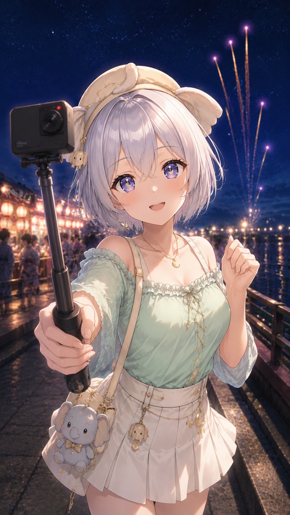 【8月31日まで無料】月詠ミミと夜の花火大会Vlog 壁紙セット【GIF付き】