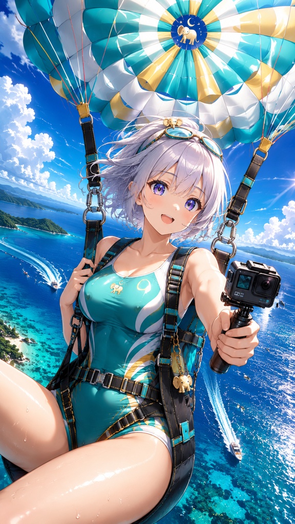 【無料】月詠ミミ 競泳水着パラセーリング スマホ壁紙