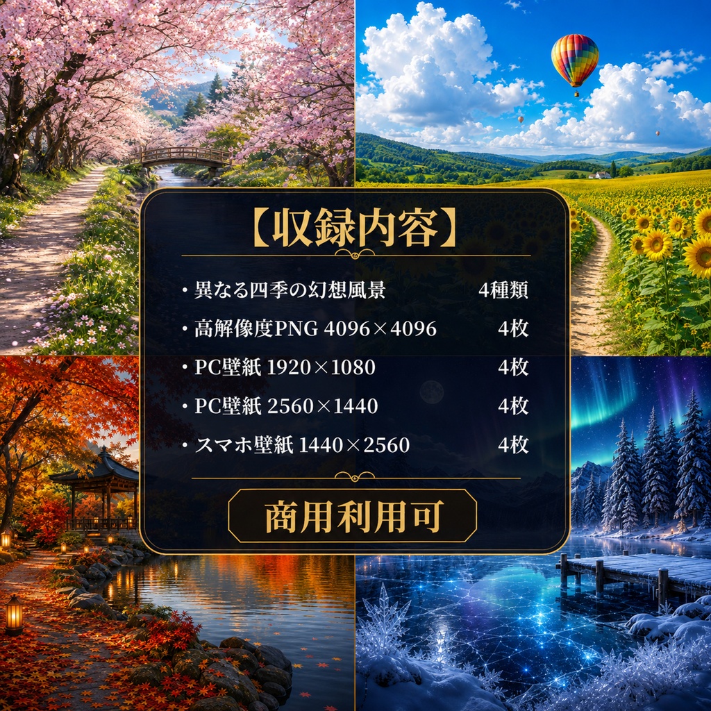 四季彩る幻想風景 背景素材＆壁紙セット