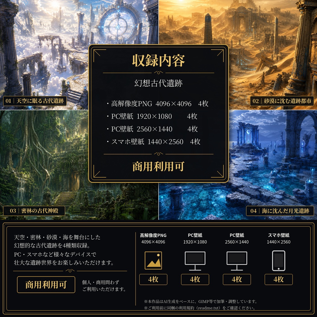 幻想古代遺跡 背景素材＆壁紙セット