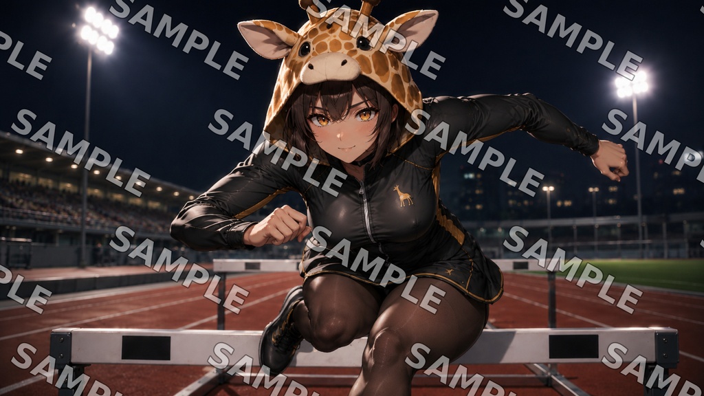 キリンちゃん 夜の陸上競技 壁紙セット【GIF付き】