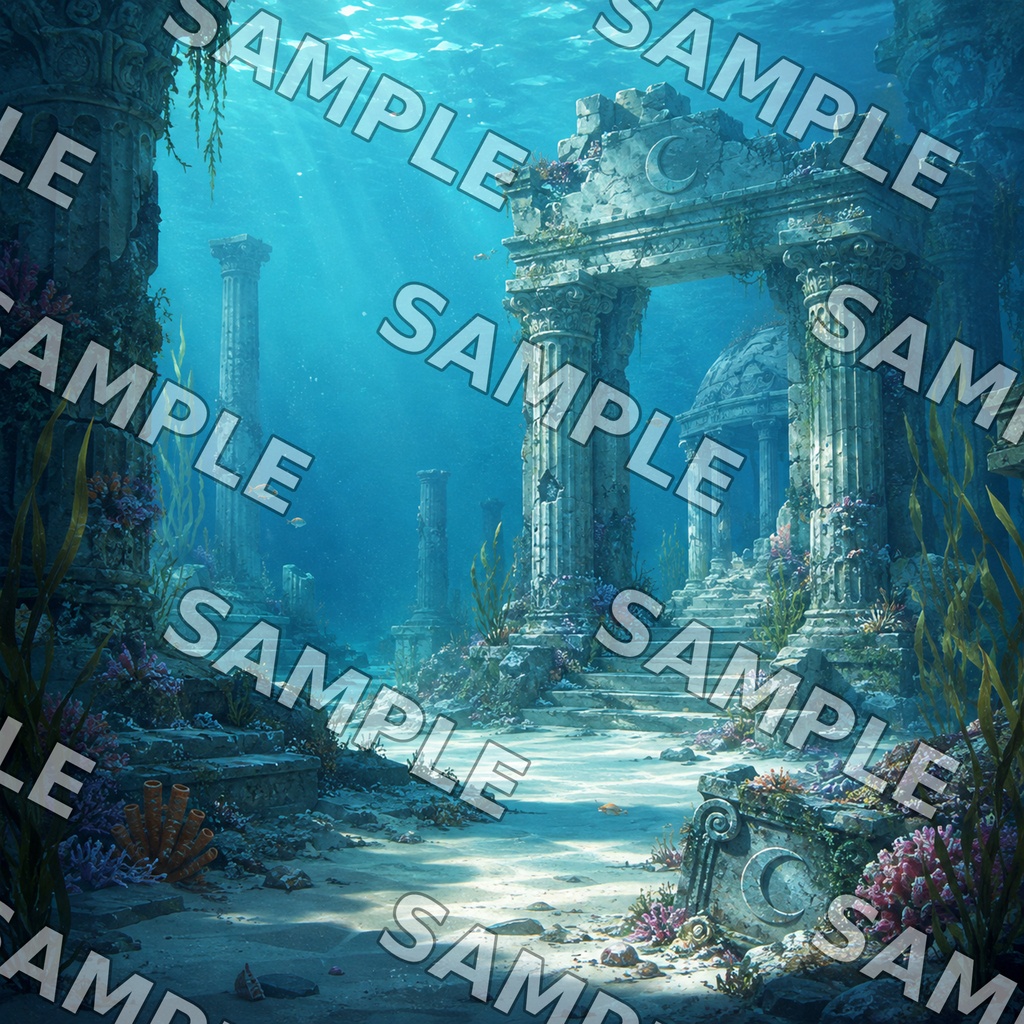 幻想の海中世界 背景素材&壁紙セット