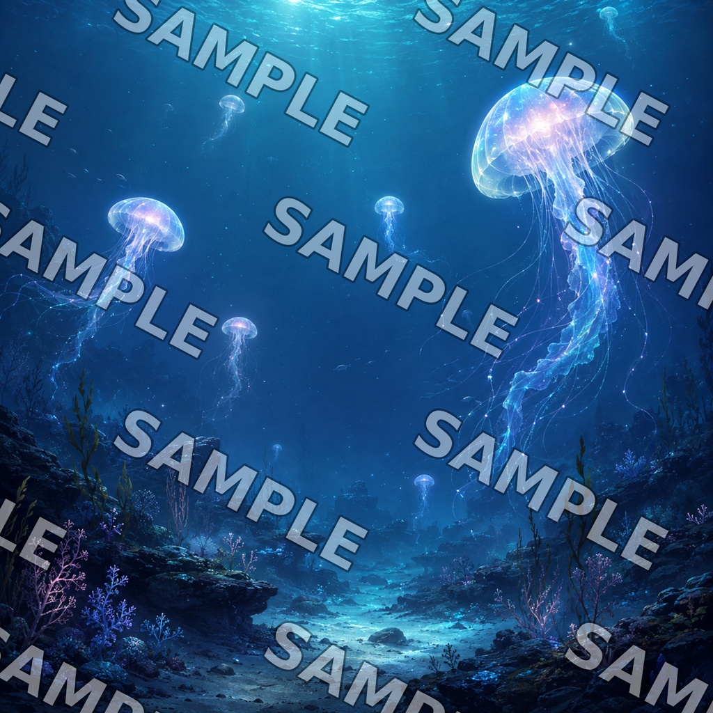 幻想の海中世界 背景素材&壁紙セット