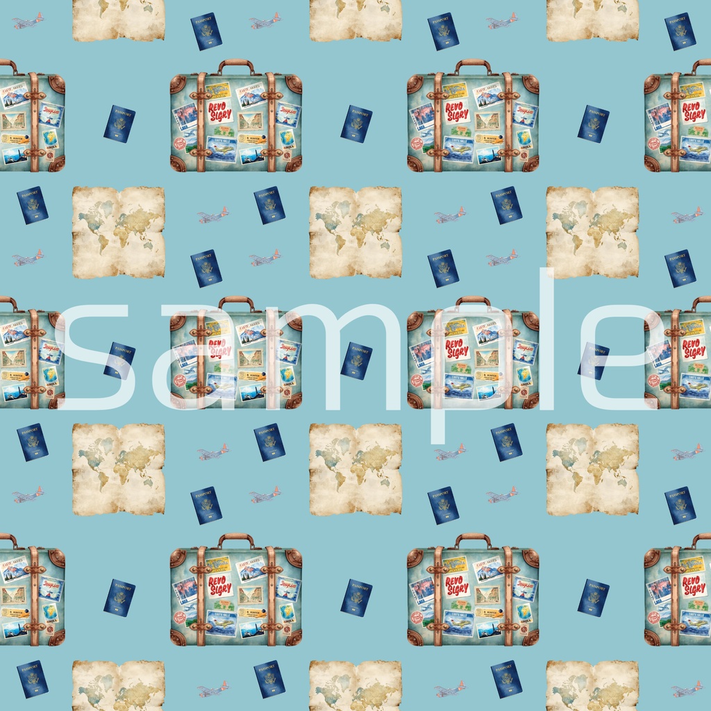 旅行系ブルーのデジタルペーパー