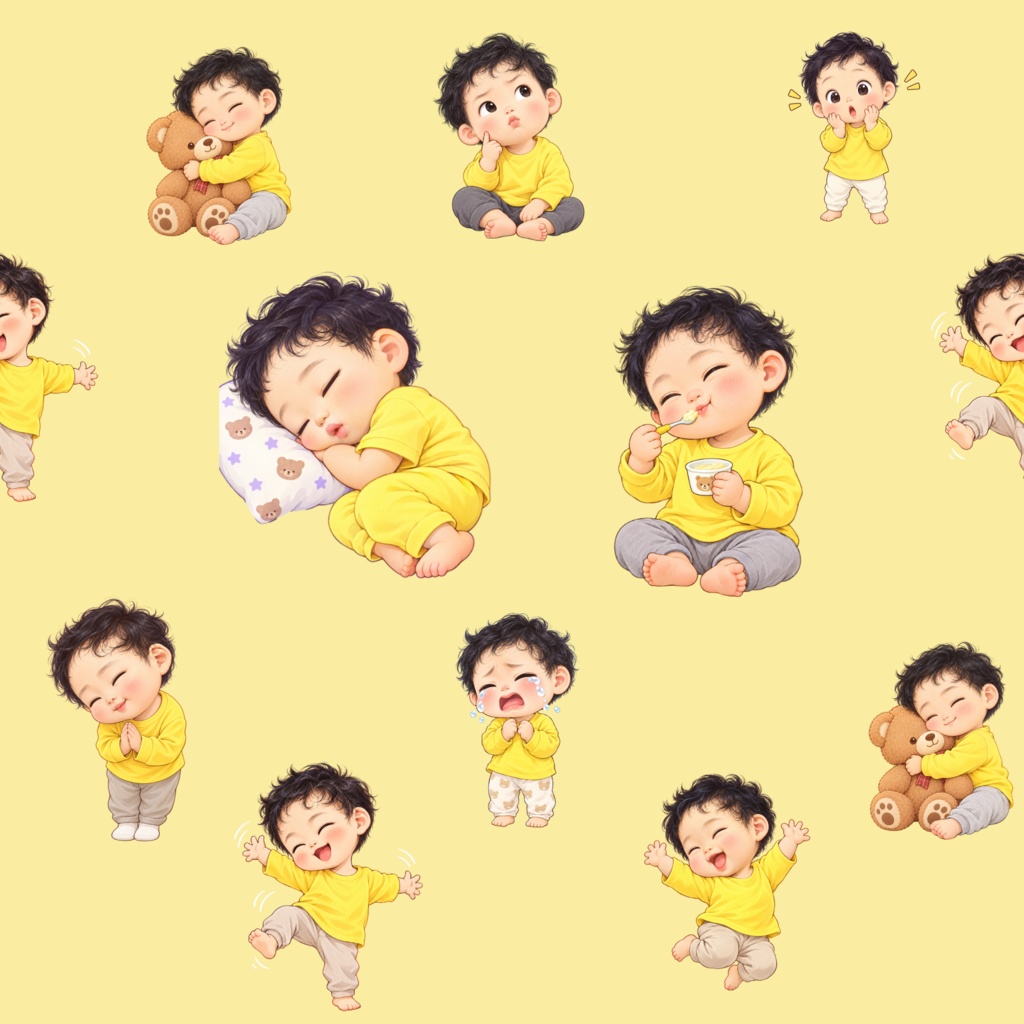 ちびっこベビーの毎日♡ ほっこり表情イラスト