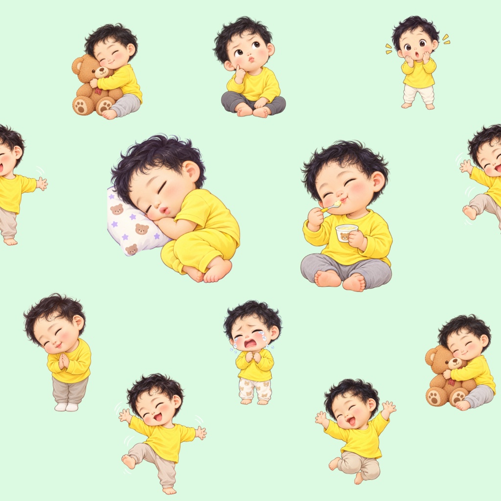 ちびっこベビーの毎日♡ ほっこり表情イラスト