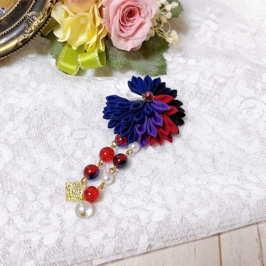 【とうらぶ】つまみ細工 2ways ヘアクリップ&ブローチピン 粟田口 脇差