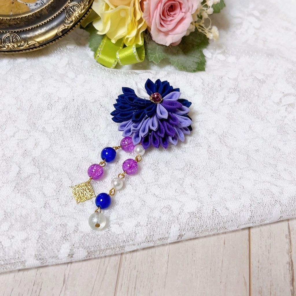 【とうらぶ】つまみ細工 2ways ヘアクリップ&ブローチピン 粟田口 脇差