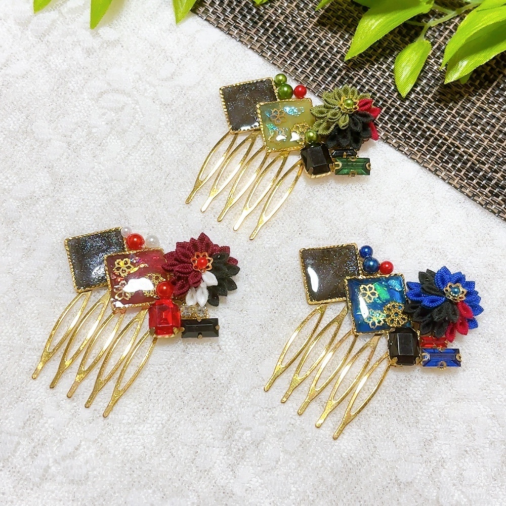 【刀剣乱舞】つまみ細工＊ヘアコーム　ヘアアクセサリー　古備前