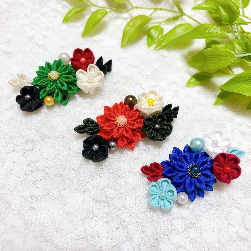【ヒロアカ】つまみ細工　ヘアクリップ　髪飾り　オリジン