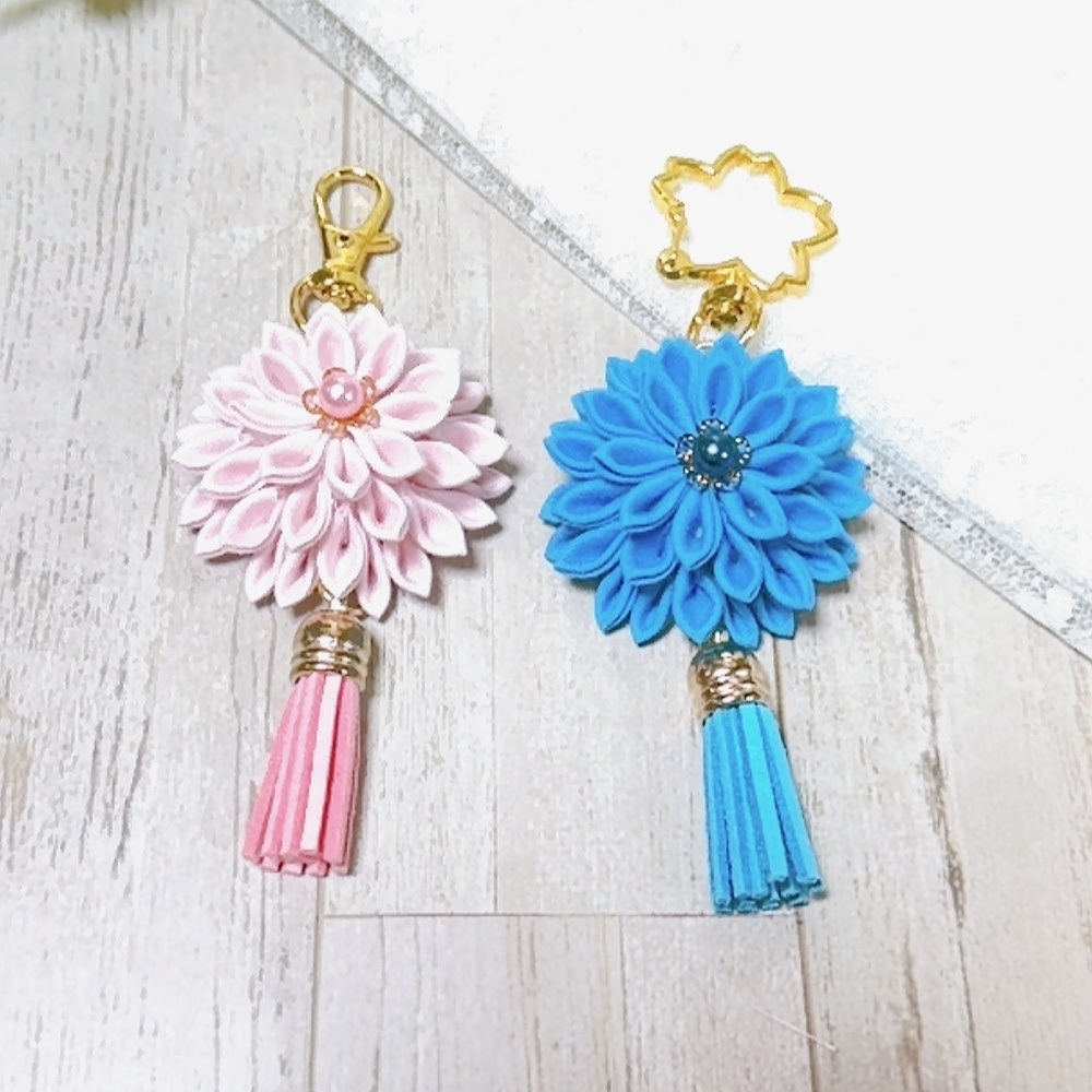 【原神】つまみ細工*バッグチャーム キーホルダー 稲妻