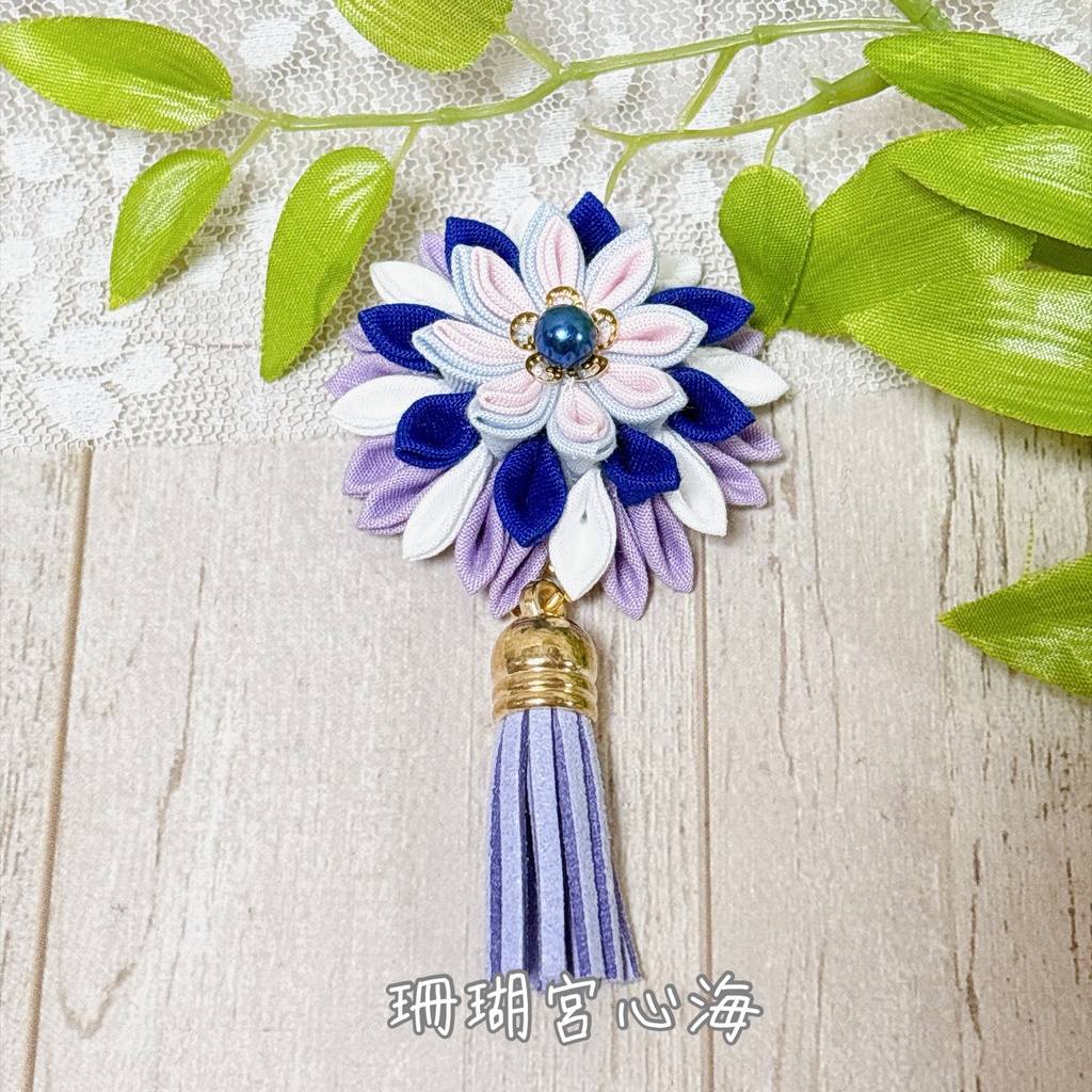 【原神】つまみ細工*バッグチャーム キーホルダー 稲妻