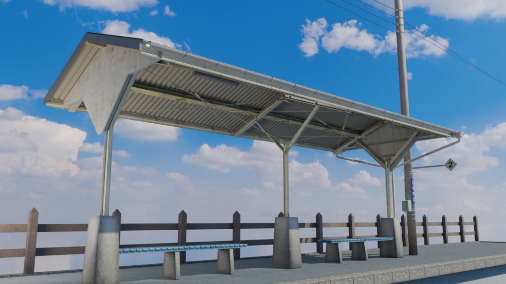 3DCG素材アセット【下灘駅】