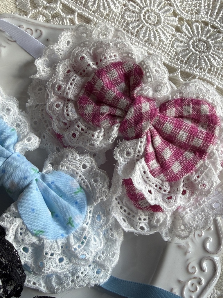 ぬいぐるみ用 リボンヘッドドレス レトロ風