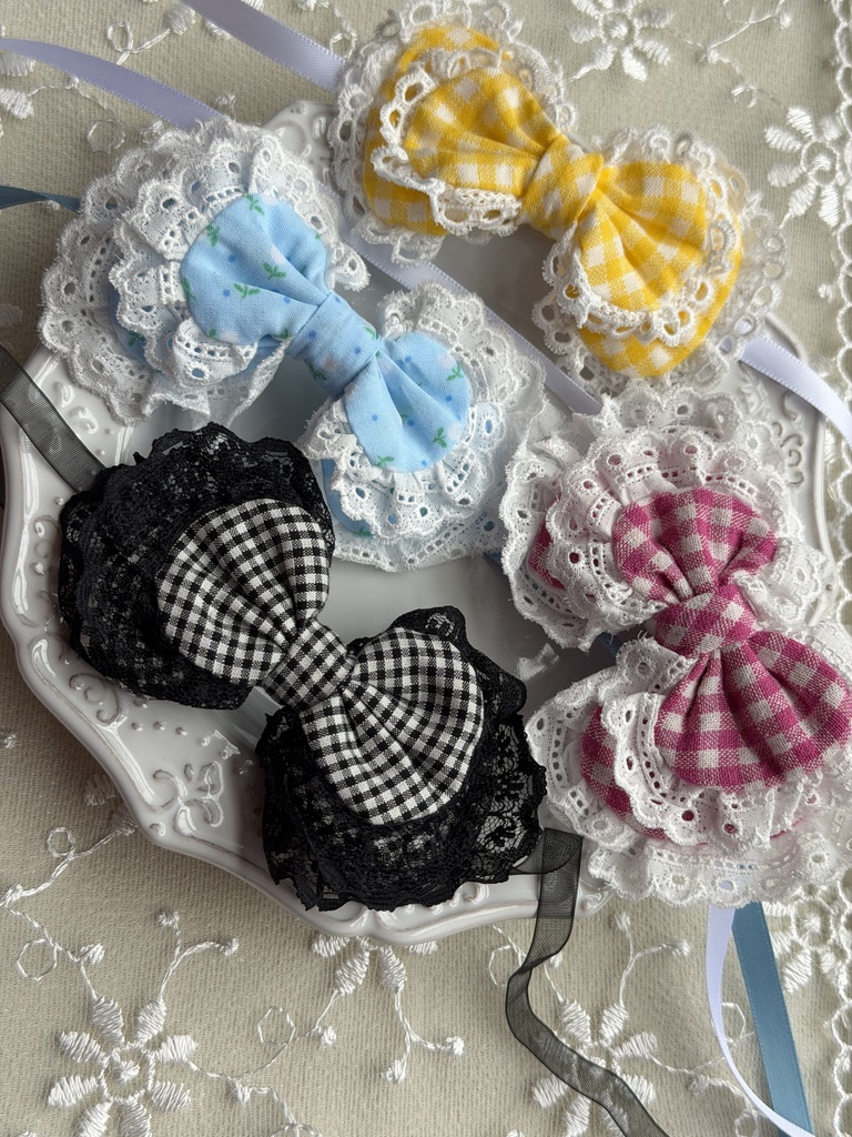 ぬいぐるみ用 リボンヘッドドレス レトロ風