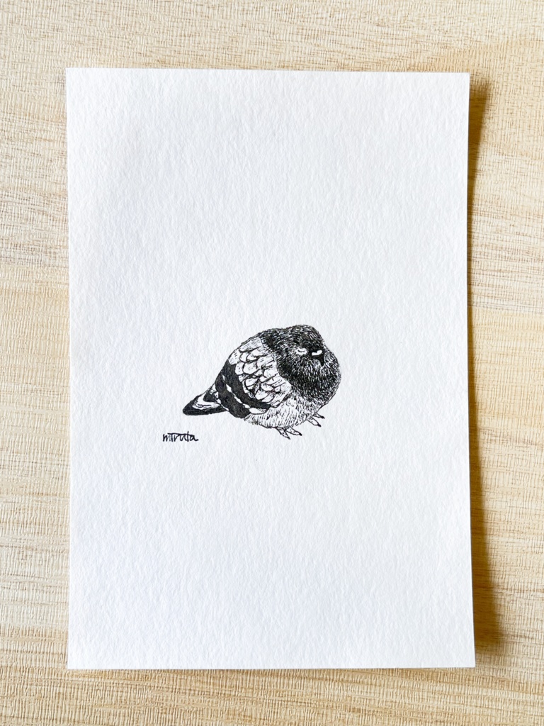 冬のはとっぽ【はがきサイズ原画】