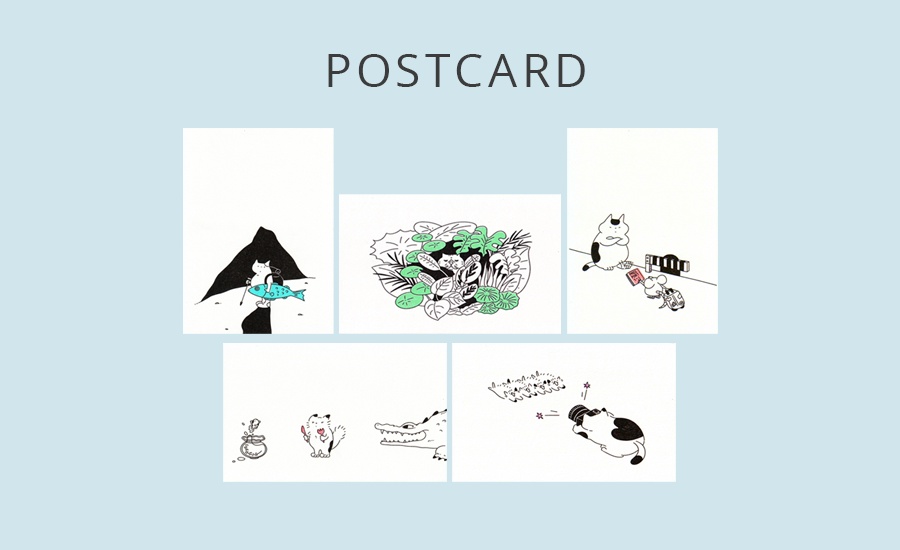 ポストカードセット【ねこ5種類】