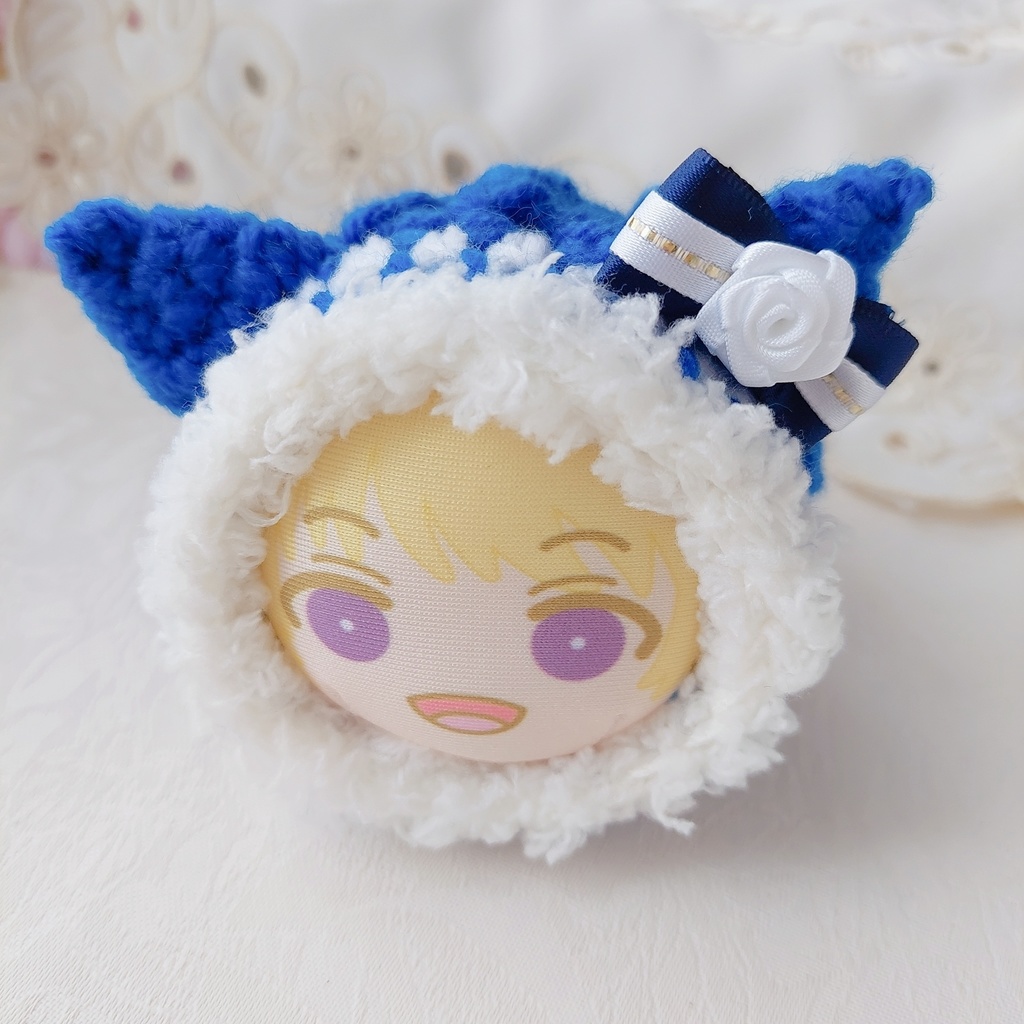 おまんじゅう着ぐるみ リボン紺色白