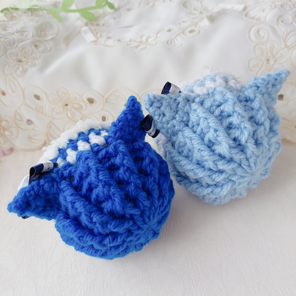 おまんじゅう着ぐるみ リボン紺色白