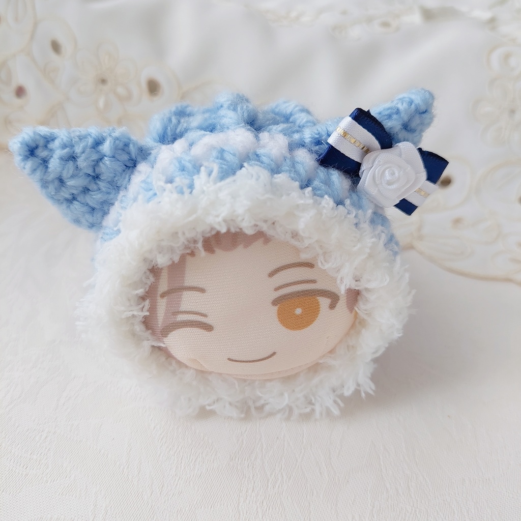 おまんじゅう着ぐるみ リボン紺色白