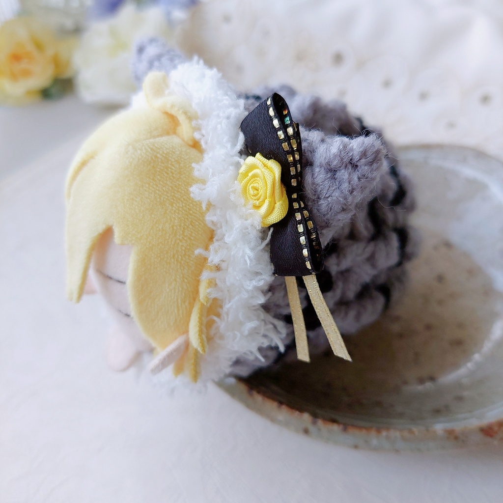 もち着ぐるみ グレー黒シャンパンリボン