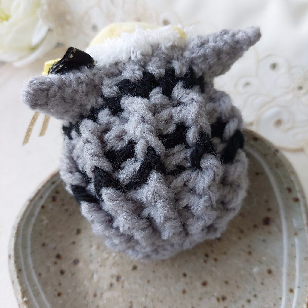 もち着ぐるみ グレー黒シャンパンリボン