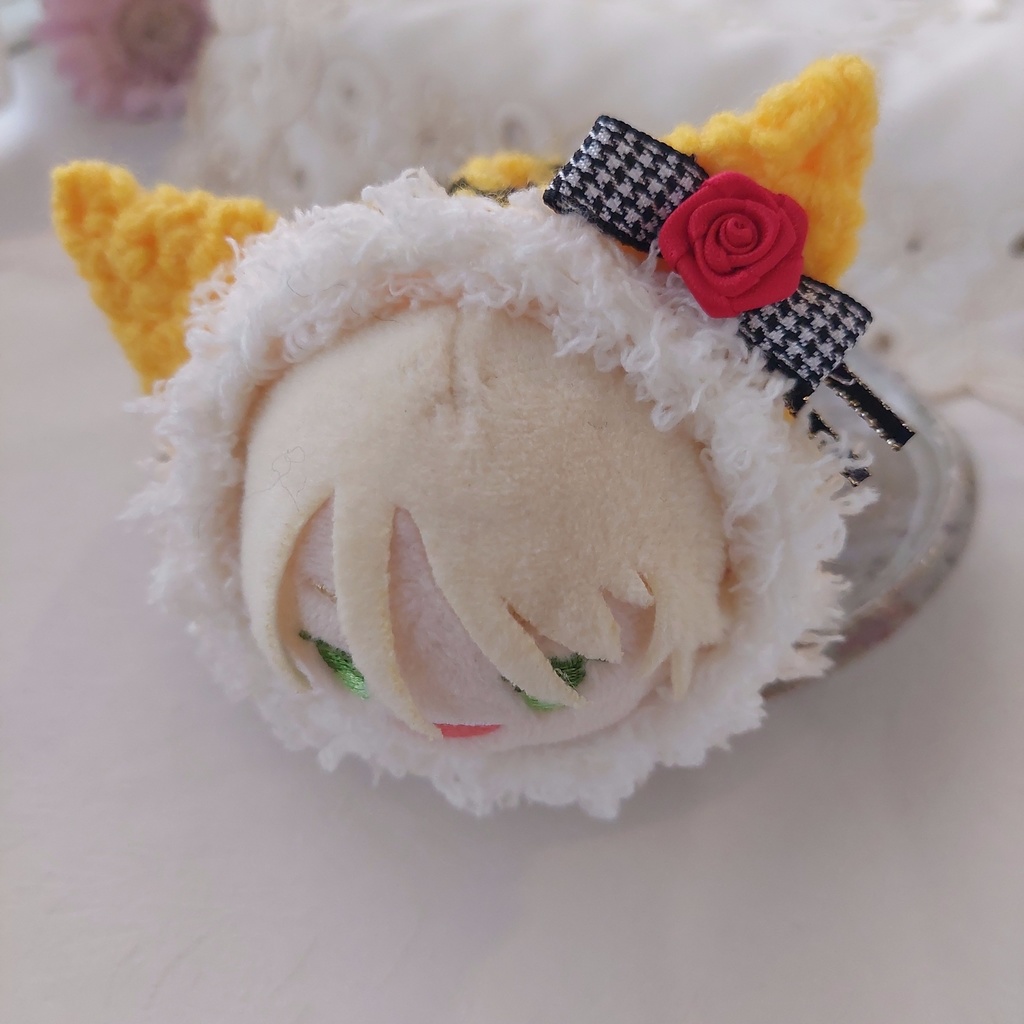 もちマス着ぐるみ ミツバチ色千鳥リボン