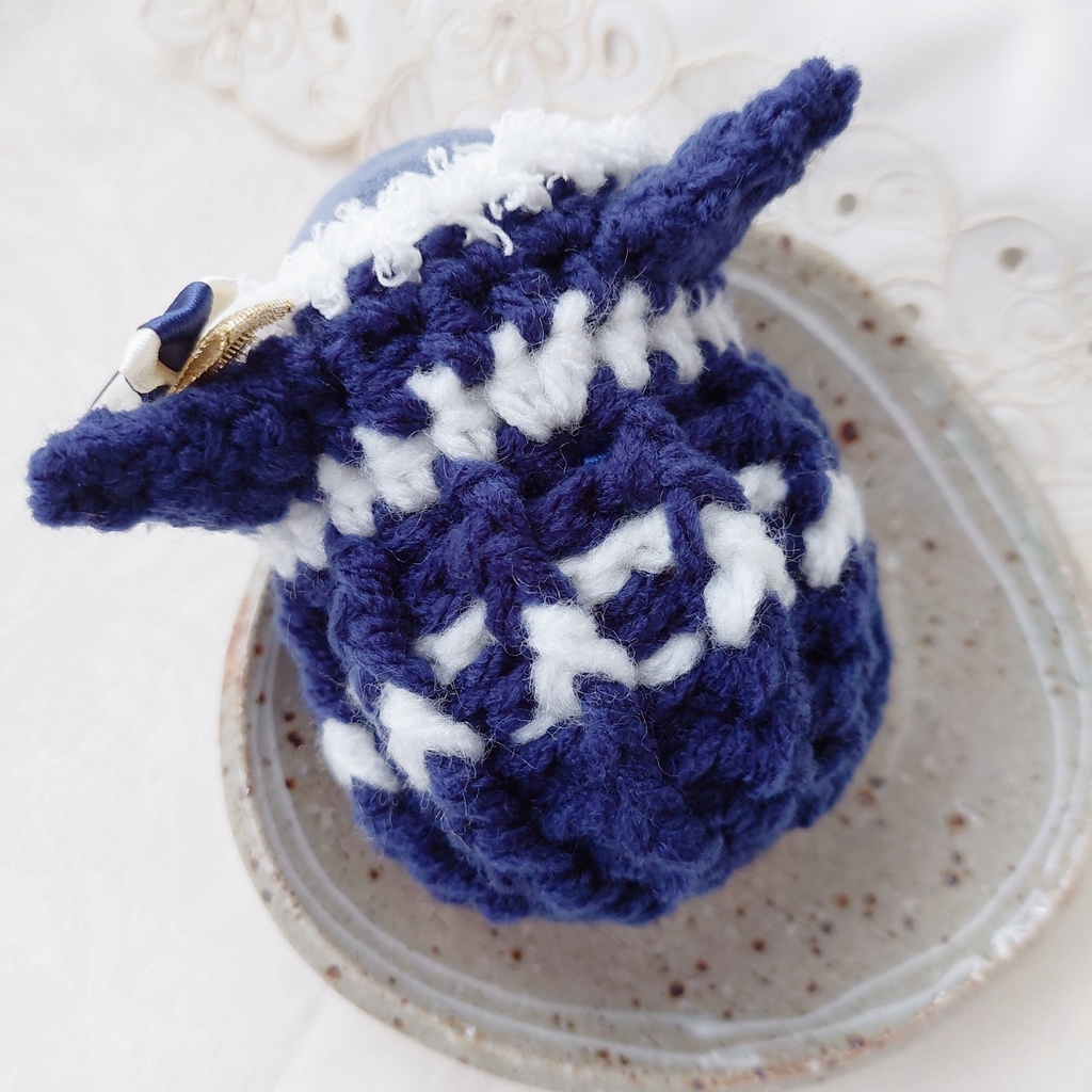 もちマス着ぐるみ 紺色ゴールド水色リボン