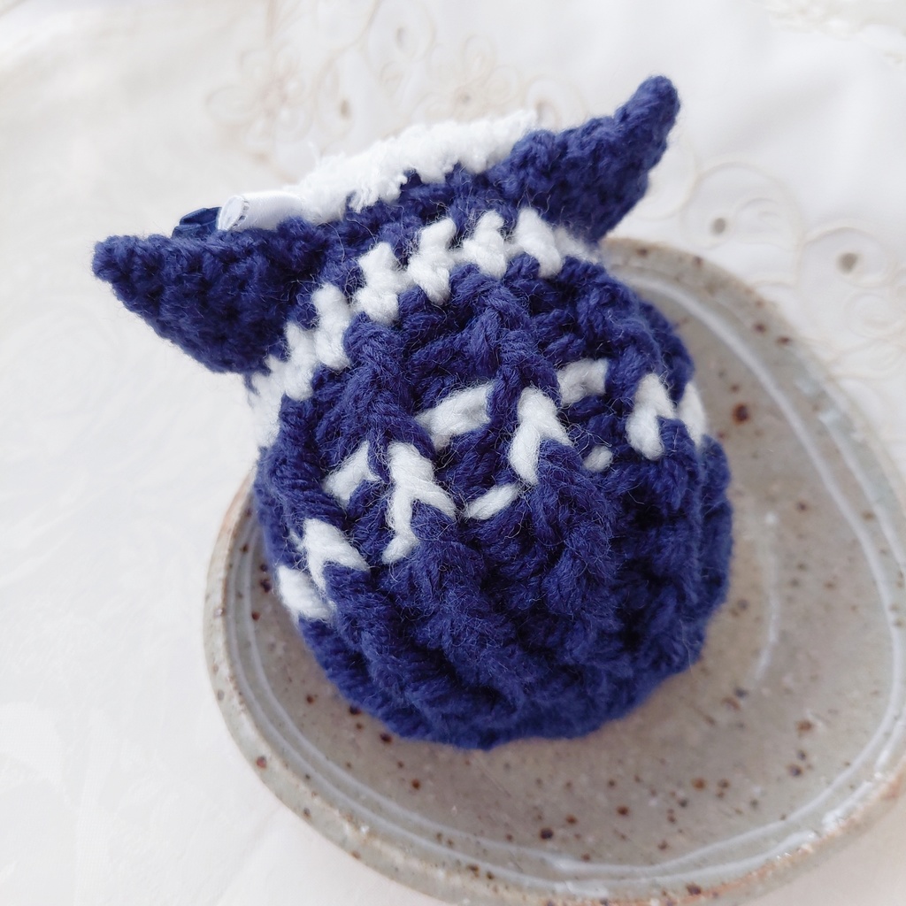 もちマス着ぐるみ【768】紺色白黒リボン紺色バラ