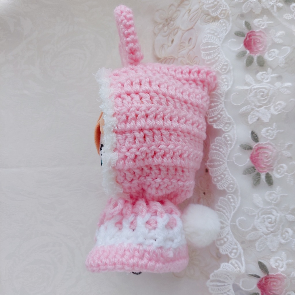 16センチぬい着ぐるみピンク うさ耳しっぽ付き