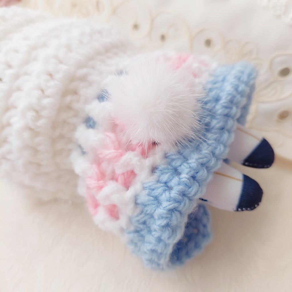 コスマスにとたん用着ぐるみ【AU02】白水色ピンクうさ耳しっぽ付