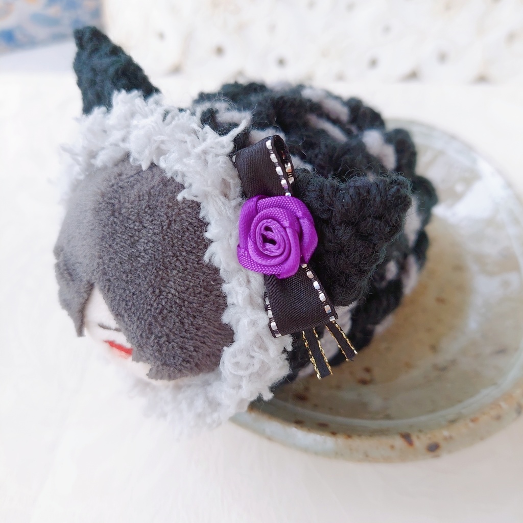 もちマス着ぐるみ【783g】黒グレー紫バラ