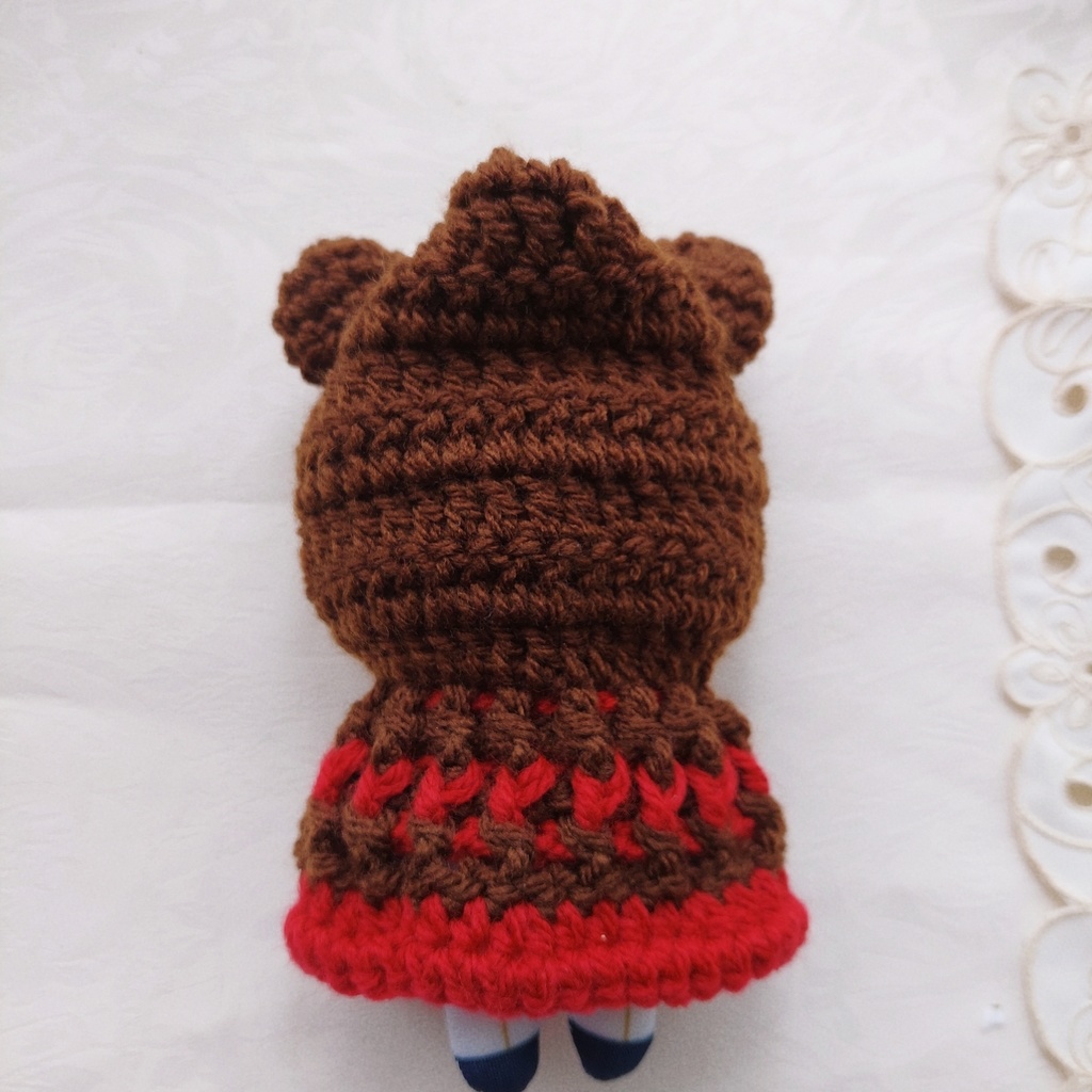 コスマスにとたん着ぐるみ【A72】チョコ色ルージュレッドくま耳