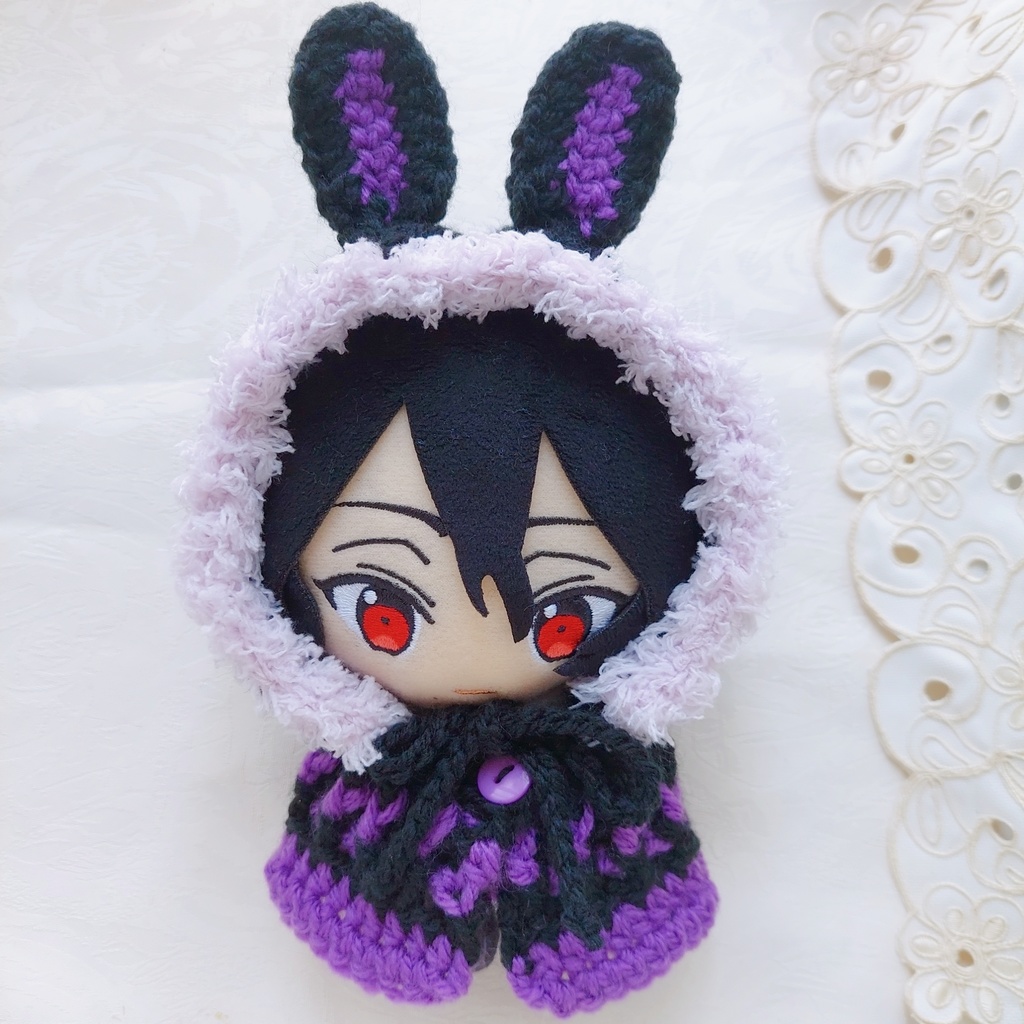 もよ様ぬい服ふわふわうさ耳お座りWhite着ぐるみにじぱぺちび