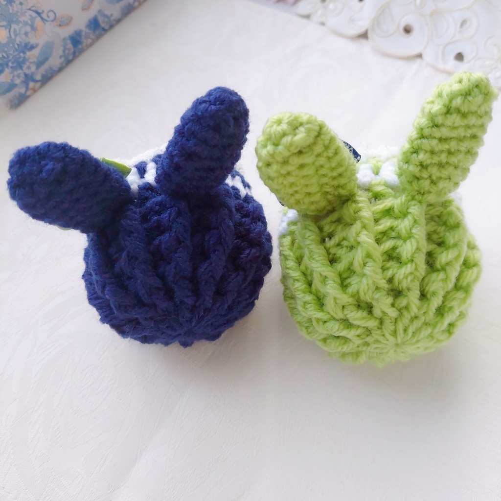 おまんじゅう着ぐるみ うさ耳 紺色 薄黄緑色