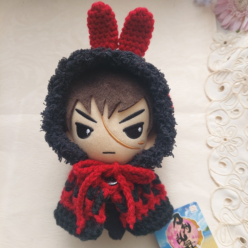 16センチぬい着ぐるみ ルージュレッド黒うさ耳