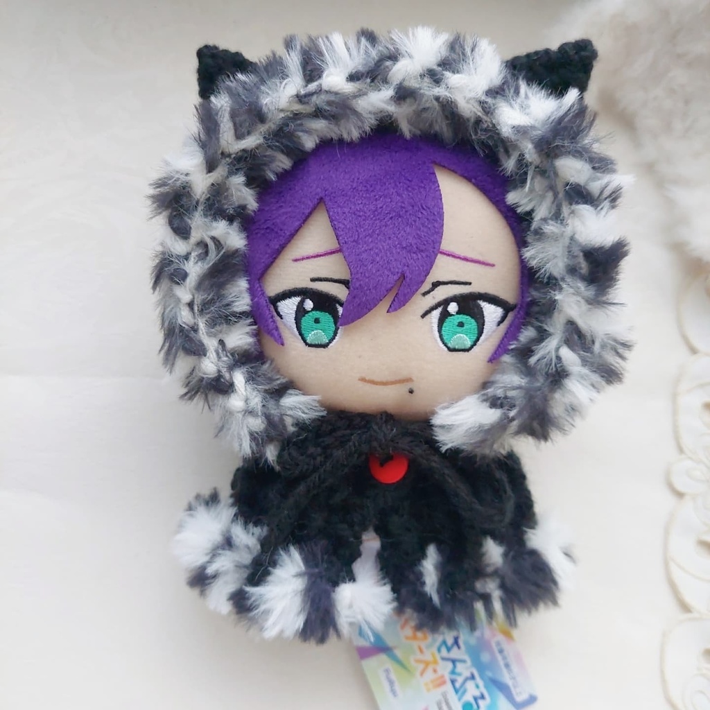 16センチぬい着ぐるみ 黒ねこ耳白黒ファー