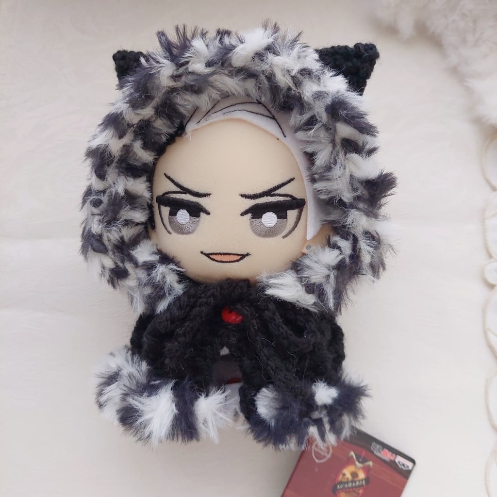 16センチぬい着ぐるみ 黒ねこ耳白黒ファー