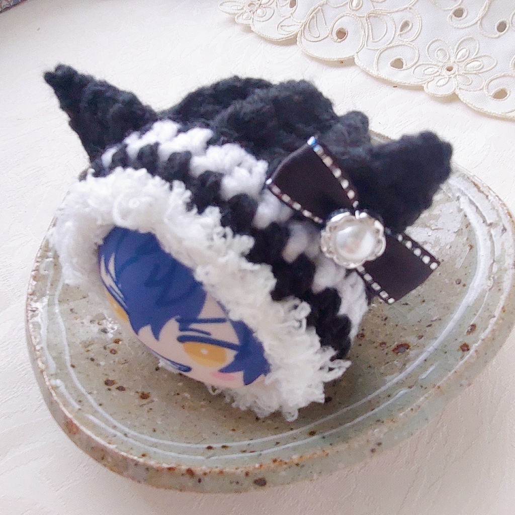おまんじゅう着ぐるみ　黒白シルバーパールビジュ