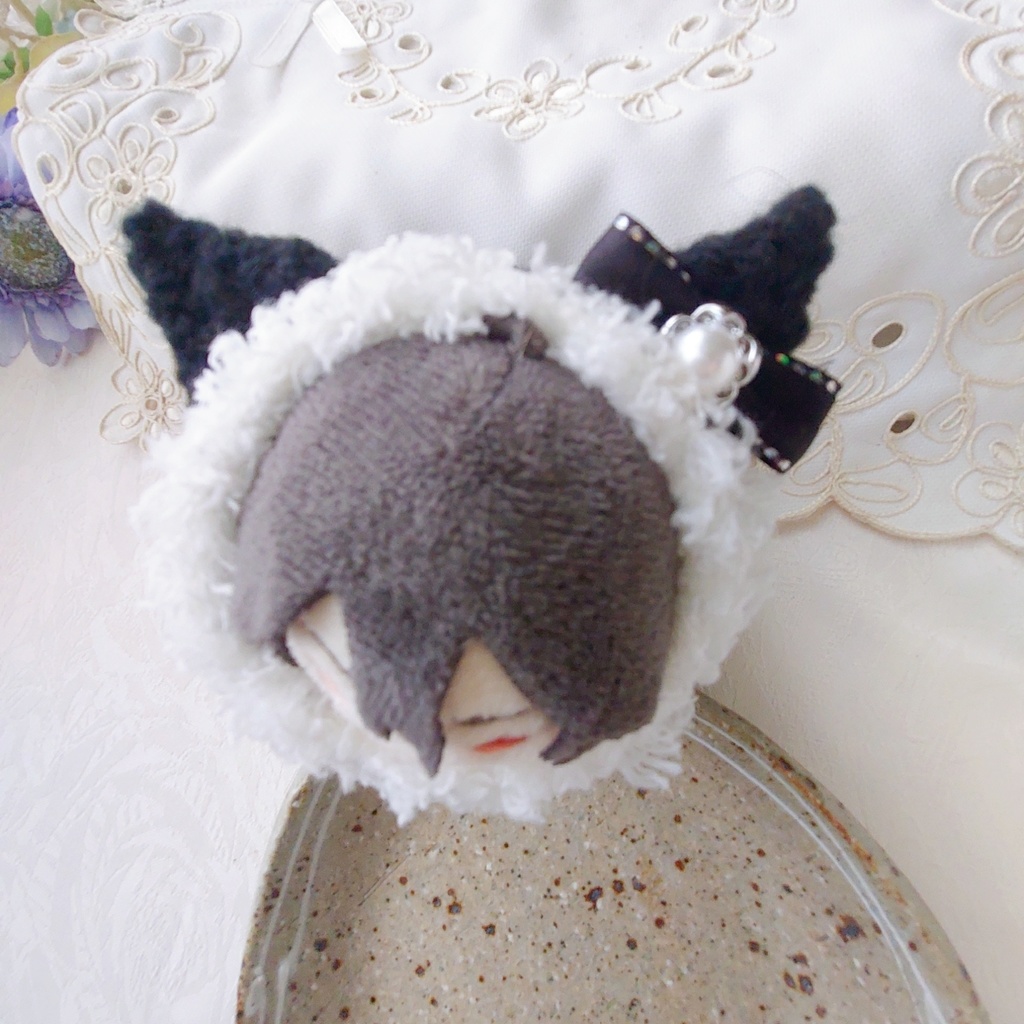 もちマス着ぐるみ 黒白シルバーパールビジュ