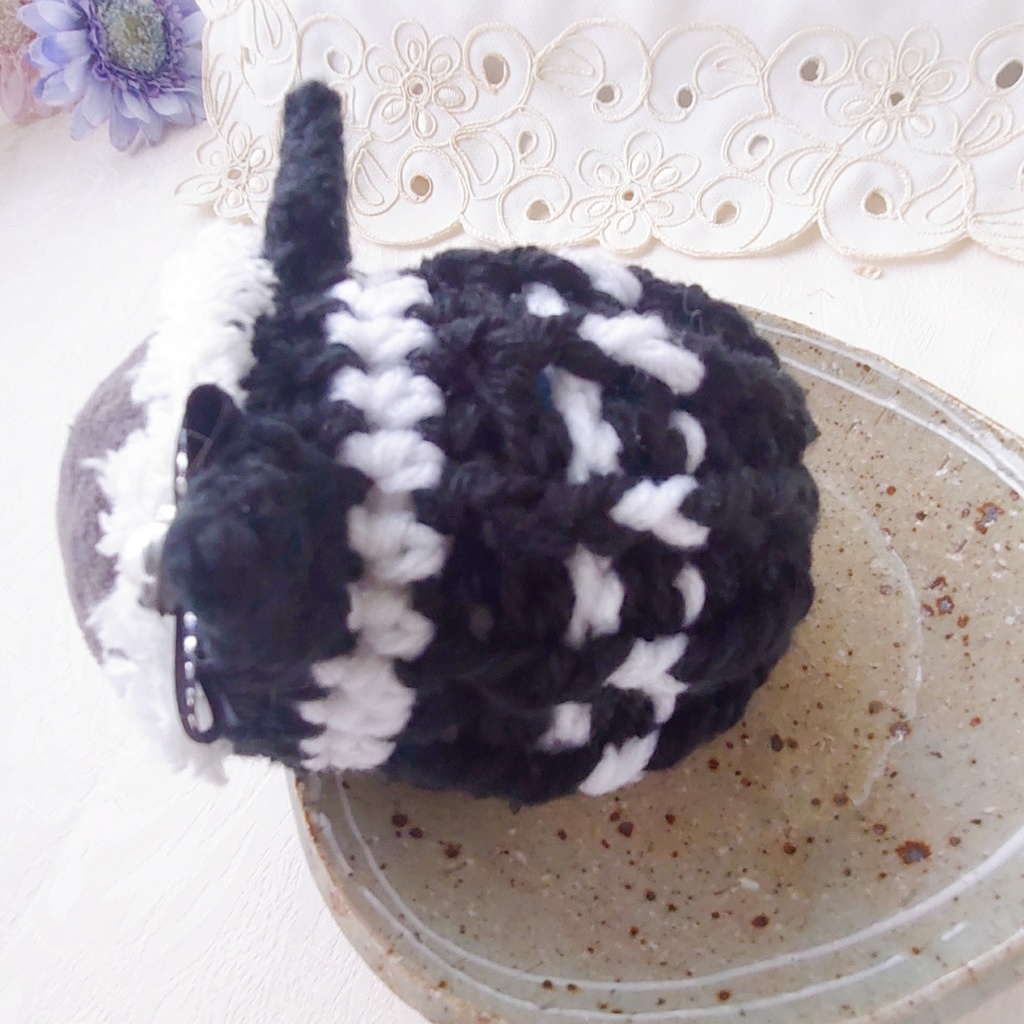 もちマス着ぐるみ 黒白シルバーパールビジュ