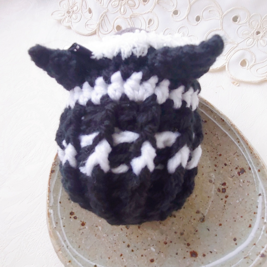 もちマス着ぐるみ 黒白シルバーパールビジュ