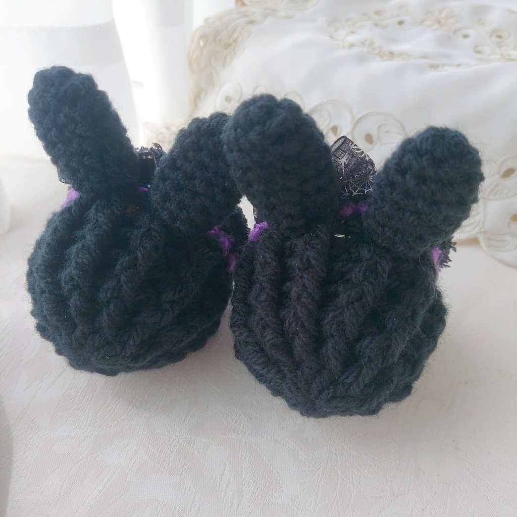 おまんじゅう着ぐるみ うさ耳黒紫