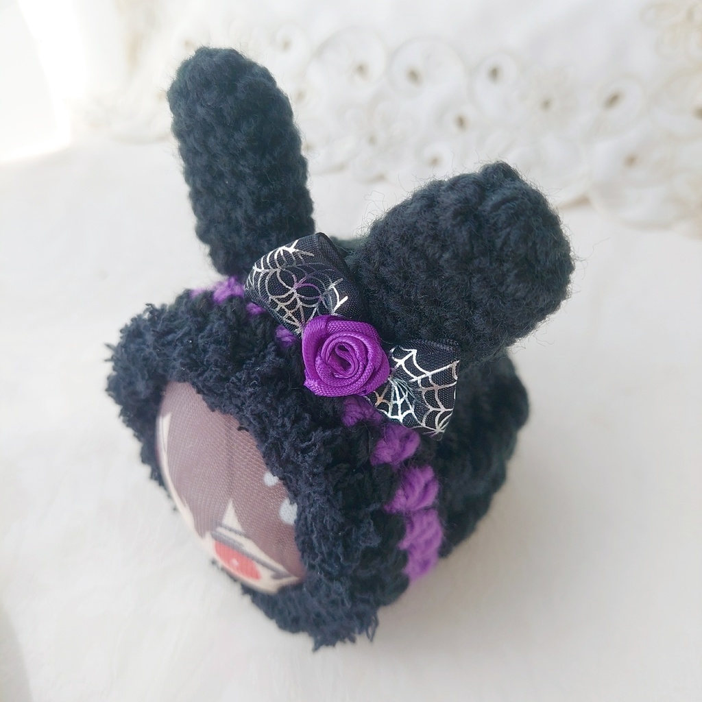 おまんじゅう着ぐるみ うさ耳黒紫